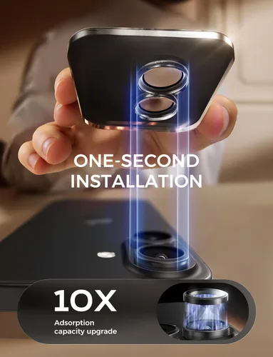 Vista 2 de MAGIC JOHN Protector de lente de cámara para iPhone 17 [kit de alineación y ajuste invisible 1:1] Vidrio templado aeroespacial 9H, Ultra HD, anillo