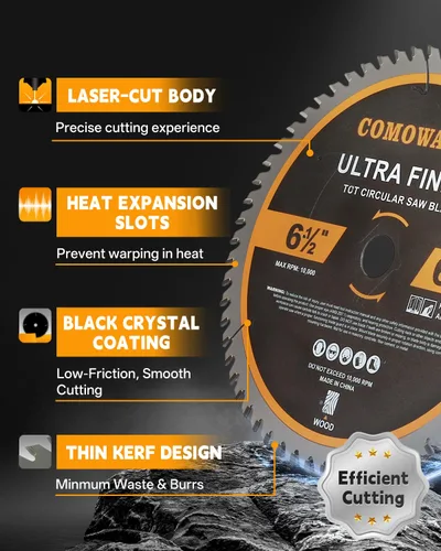 Vista 5 de COMOWARE Hoja de sierra circular de 3 pulgadas, 3 piezas, hoja de sierra circular ATB 36T, eje de 7/16 pulgadas, buje de 3/8 pulgadas, punta