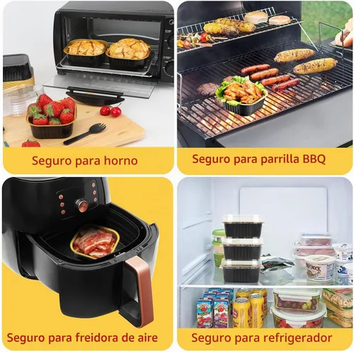 Vista 5 de LNYZQUS Moldes para Mini Pasteles de Cupcake de 5 oz con Tapas, Paquete de 40, Moldes de Papel de Aluminio para Cupcakes, Moldes para Hornear Negro