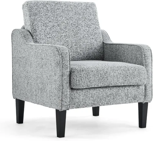Vista 31 de VINGLI Silla decorativa moderna de mediados de siglo, sillas decorativas de tela beige para sala de estar, sillón tapizado, sofá con brazos