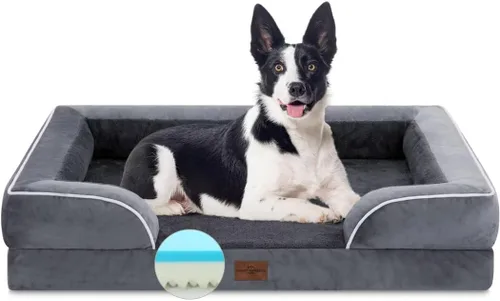 Vista 176 de Comfort Expression - Cama ortopédica para perros pequeños, 20 x 14 pulgadas, cama impermeable y de apoyo de espuma con cojines removibles, sofá
