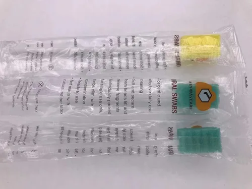 Vista 2 de Hisopos orales desechables, 300 unidades, cada uno envueltos individualmente, hisopos para la boca, esponja para el cuidado dental, forma de onda