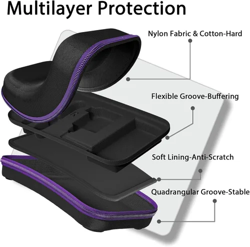 Vista 4 de Carrying Case, Fit Joy-Con and AC Adapter, Portable Hard Shell Pouch Carrying Travel Bag for Accessories Holds 20 Gards, Purple