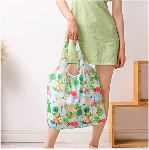 Vista 9 de ALIMITOPIA Totalizadores impermeables plegables reutilizables de los bolsos del poliéster del supermercado con la bolsa del uno mismo