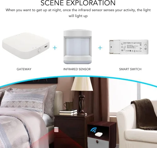 Vista 8 de TOPINCN Puerta de enlace Cerradura de puerta de entrada sin llave Control remoto App Smart Door Lock Bridge Bluetooth Gateway Hub para ZigBee