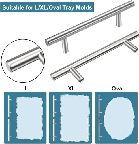 Vista 3 de Ripeng 14 manijas para moldes de bandeja de resina, manijas de bandeja de acero inoxidable con juegos de tornillos, perillas de diamante