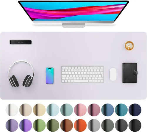 Vista 234 de Aothia - Protector de escritorio de cuero sintético impermeable y antideslizante para laptop, escritura y mouse, para oficina y hogar, 23.6 x 13.7