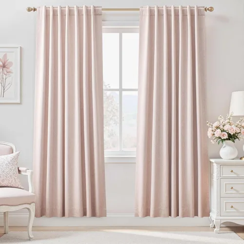 Vista 55 de UHITECH Cortinas opacas cortas de 24 pulgadas de largo para sala de estar, juego de 2 paneles con pestaña trasera, bolsillo para barra, cortinas