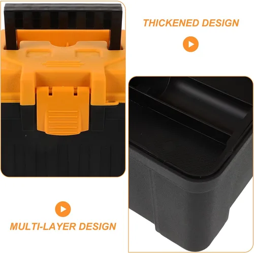 Vista 9 de Sewroro Lockable Plastic Tool Box Organizer Portable Multifunctional Tool Storage Case for Travel Camping Sturdy Construction with Reliable Locking