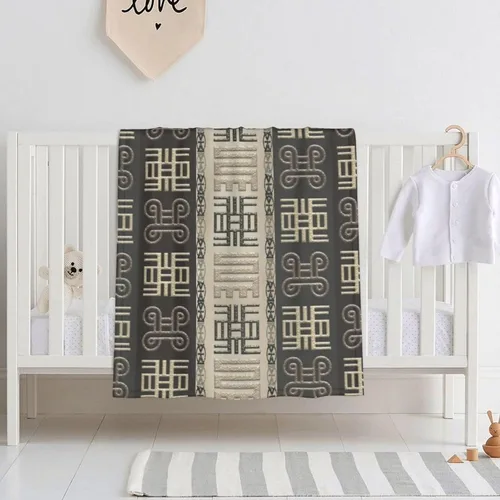 DKJlitter Baby Blanket for Boys Girls, African Pattern with Adinkra simbols Super Soft Comfy Toddler Baby Newborn Double Layer Blanket Shower Gifts