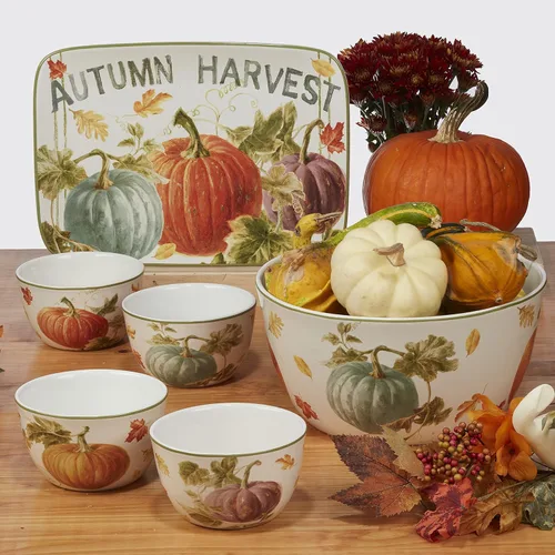 Vista 7 de Certified International Autumn Harvest - Bandeja ovalada, 16 x 12 pulgadas, multicolor, grande
