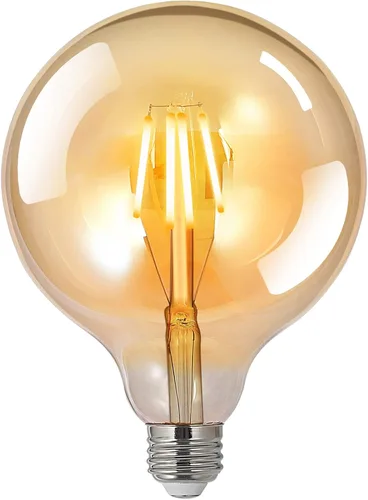 BoostArea Bombillas LED equivalentes a 60 vatios, paquete de 2 bombillas LED G125 de 6 W, bombillas vintage antiguas ámbar, bombilla LED Edison E26,