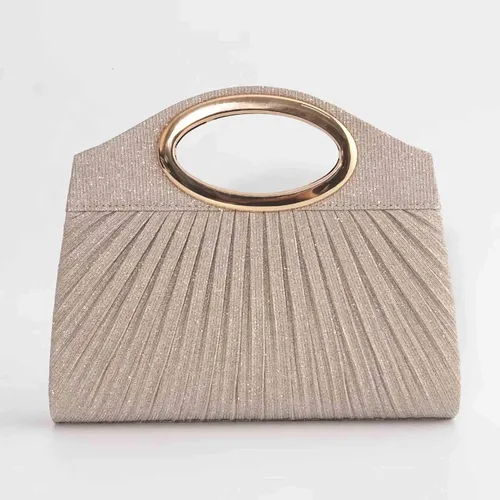 Vista 7 de Bolsas de mano de noche para mujer, formales, lindo mini bolso de mano brillante champán para invitados de boda con correa de cadena, elegantes