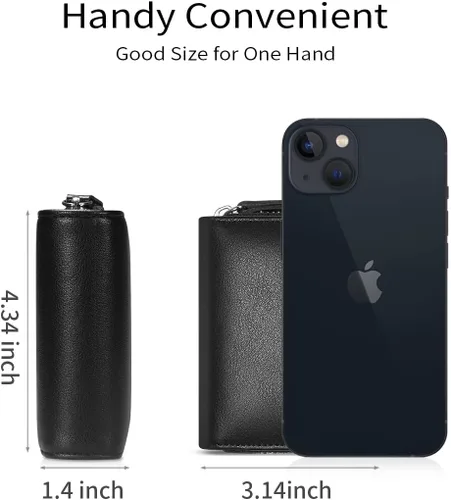 Vista 6 de Tarjetero RFID con cremallera tarjetero Negro 18 ranuras para tarjetas y 2 ventanas de identificación