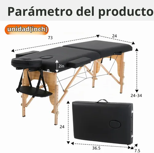 Vista 7 de PayLessHere Cama de Masaje Portátil Mesa de Masaje de 24 pulgadas de Ancho Cama de Pestañas 2 Plegable Altura Ajustable Mesa de Spa con Bolsa No