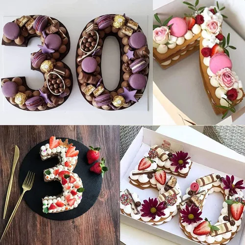 Vista 4 de Ducodocu Moldes de silicona para tartas 3D de gran número, moldes novedosos para tartas, moldes para hornear bricolaje para cumpleaños, boda