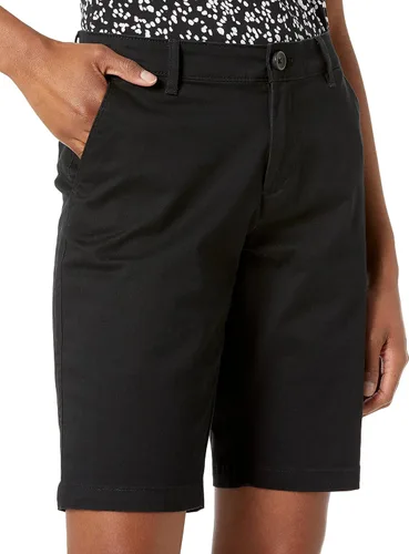 Vista 3 de Tienda Essentials Bermudas caqui de tiro medio y entrepierna de 10 pulgadas para mujer