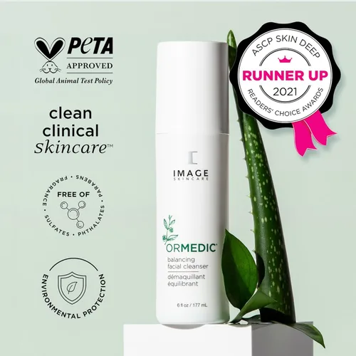 Vista 4 de IMAGE Skincare, ORMEDIC Limpiador facial equilibrante de pH, espuma suave e hidratante con aloe vera, 1.7 onzas líquidas