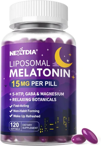 Vista 9 de Liposomal Melatonin 30mg 15mg Extended Release Pills with Magnesium Bisglycinate, GABA, 5-HTP, Ashwagandha & L-Theanine - Sleep Aids Supplement for