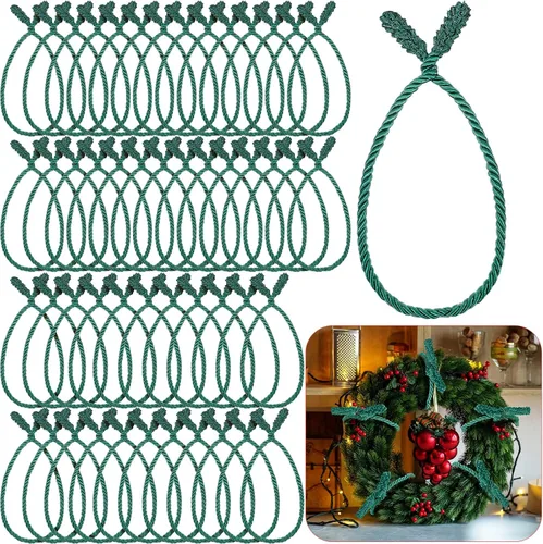 Zhengmy 50 lazos de guirnalda de Navidad de 20 pulgadas, lazos decorativos de Navidad para barandilla, reutilizables y flexibles, para decoración