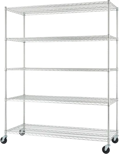Vista 14 de Trinity Basics Estantería de alambre ajustable de 3 niveles con ruedas para organización de cocina, almacenamiento de garaje, cuarto de lavandería