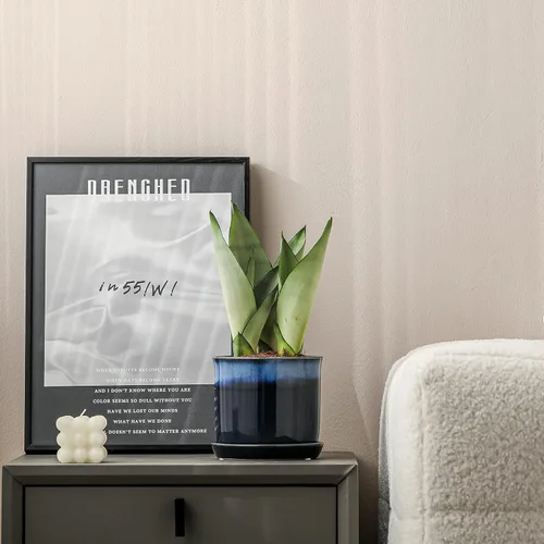 Vista 42 de Macetas de 5.8 pulgadas: maceta de cerámica con orificio de drenaje y platillo - Maceta para plantas de interior y exterior - Diseño con cuentas
