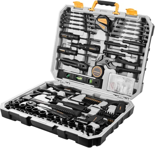 DEKOPRO Kit de herramientas manuales para el hogar general de 218 piezas, juego de herramientas profesionales de reparación de automóviles para