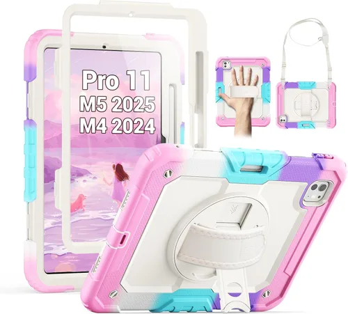 Vista 19 de SEYMAC para iPad Pro de 11 pulgadas Funda M5 2025/M4 2024, Funda Protectora Resistente a Prueba de Golpes con Protector de Pantalla, Soporte