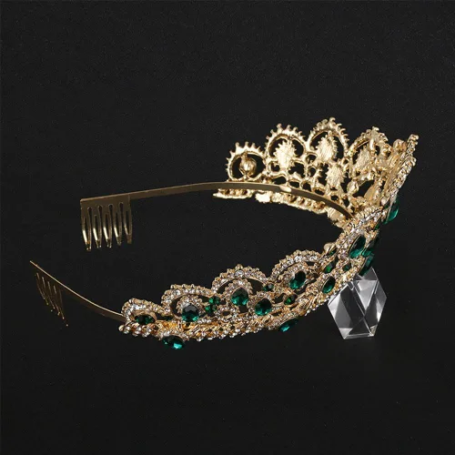 Vista 3 de Tiaras de coronas para mujer, corona de reina barroca real con diamantes de imitación, coronas de novia con peine, coronas de princesa