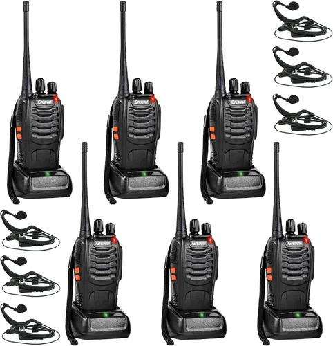 Walkie Talkies de largo alcance, paquete de 6, recargable de 16 canales