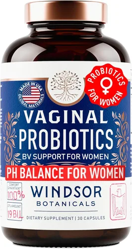 WINDSOR BOTANICALS Probióticos vaginales para mujeres, apoyo a la salud digestiva completa para la salud femenina, 19 Bil CFU suplementos