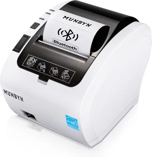 Vista 9 de Impresora de recibos térmica Bluetooth MUNBYN P047, impresora POS de 80mm, impresora térmica con USB, Serial, Ethernet, Bluetooth, compatible