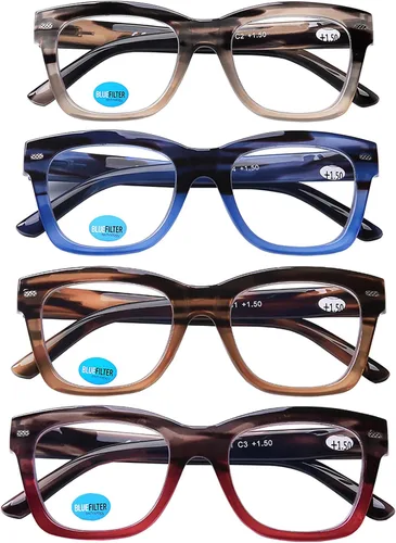 AQWANO Oversized Design Reading Glasses for Women/Men, Computer Blue Light Blocking Fashion Square Reader Anti Glare/Fatigue