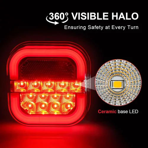 Vista 2 de NeaLia CD28 Magnetic Wireless Trailer Lights, Rechargeable Tow Light Kit Rojo