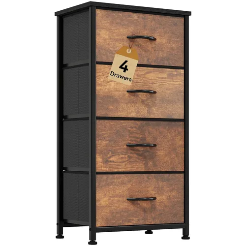 Vista 22 de DWVO - Cómoda para dormitorio, cómoda de tela con 8 cajones, cómoda alta de doble cajón para armario, sala de estar, marco de acero resistente