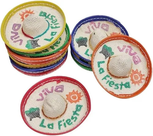 Mini sombrero mexicano, paquete de 12 Viva Fiesta – 2.25 pulgadas de ancho mini sombreros para fiesta de Cinco de Mayo para botellas