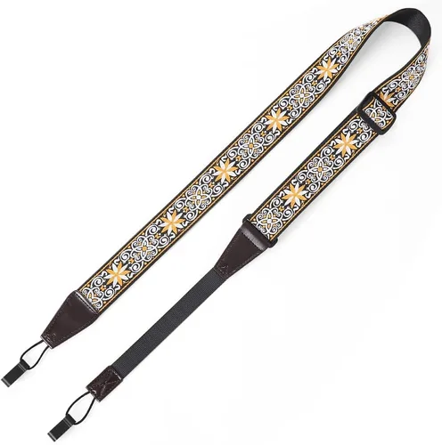 Vista 8 de Eyeshot Ukulele Strap No Drill, Adjustable Double J Hook Clip on Uke Shoulder Strap, Hawaiian Jacquard Blue Flower Hands Free Ukelele Strap, Easy to