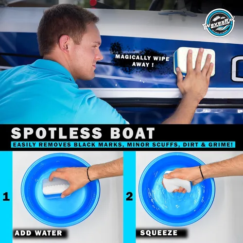 Vista 3 de WAVESRX Marine Scuff and Dirt Eraser Sponges for Boats, Jet Ski & PWC Magic Cleaning Pads Effortlessly Remove Deck Marks, Scratches, Black Streaks