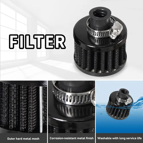 Vista 3 de Kit universal de tanque de reserva de aceite para coche de 150ml, compacto deflector de 3 puertos separador de aceite 2 entradas 1 salida negro