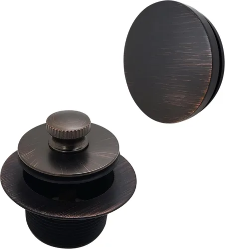 Westbrass D94H-12A 1-1/2" NPSM - Drenaje de bañera con rosca gruesa y cierre con placa frontal ilusoria sin orificios, bronce antiguo