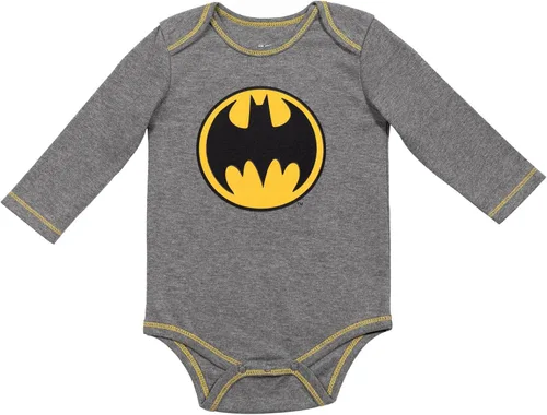 Vista 4 de Warner Bros. Justice League Superman Batman Flash Baby 3 Pack Body de manga larga