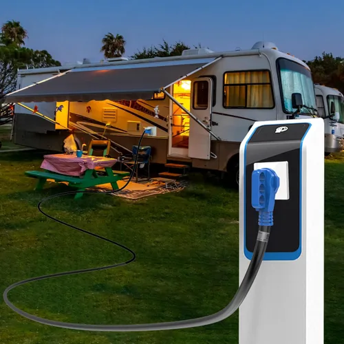 Vista 9 de Cable generador de 50 amperios y caja de entrada de alimentación, cable de extensión de RV propenso de 15 pies, cable de extensión RV de 125250 V