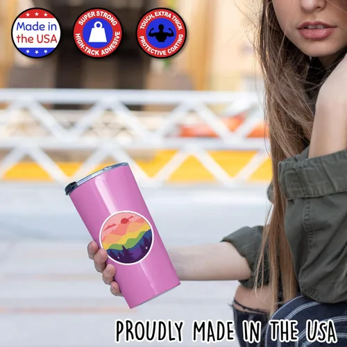 Vista 4 de (3 unidades) Sutil LGBTQ+ Pride Mountain Flag Sticker – Resistente a la intemperie para botellas de agua, laptop, ventana, coche (LGBTQ +) tamaño 3