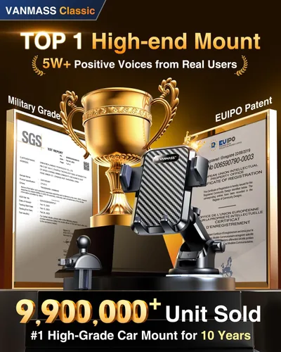 Vista 2 de VANMASS Soporte para teléfono celular para automóvil, parabrisas, rejilla de ventilación de auto, con clip de ventilación y panel de tablero, fuerte
