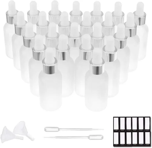 Vista 32 de PrettyCare Botellas con cuentagotas de vidrio para ojos de 2 onzas (2.1 onzas líquidas), paquete de 63 botellas gruesas vacías ámbar a granel