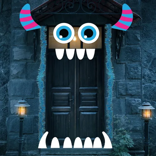 Vista 3 de Joy Bang Kit de decoración de coche para tronco o golosina, decoración de monstruo de Halloween para SUV o kits de golosinas, ideas con guirnalda