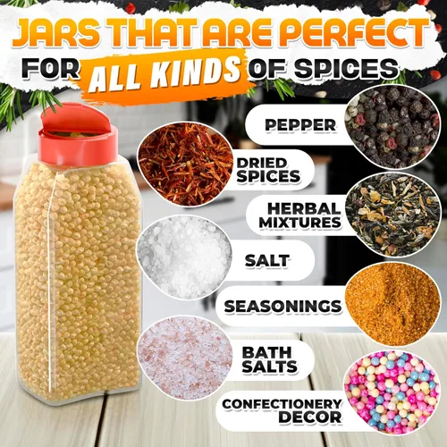 Vista 5 de 2 recipientes grandes para condimentos con boca ancha para un fácil llenado, recipientes de especias de 32 onzas con tapas herméticas de doble