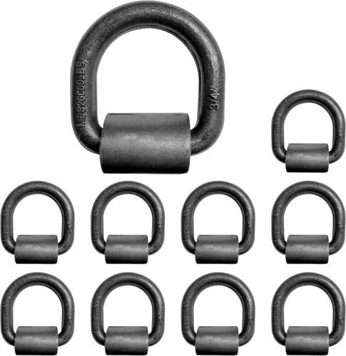 Vista 10 de Mega Cargo Control Anillo en D forjado soldado resistente, anclaje de amarre para remolque de 3/4 pulgadas para camión, RV, carga - MBS: 26400