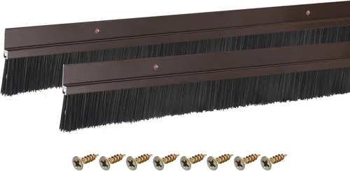 Vista 23 de uxcell 2 piezas barredor de cepillo inferior para puerta forma H base de aleación de aluminio con cepillo de nailon de 0.4 pulgadas para hogar