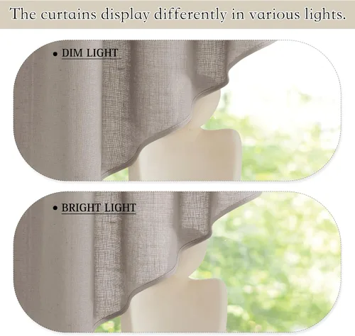 Vista 145 de RYB HOME Cortinas Cortas de Lino con Cenefas Swag - Niveles Semitransparentes para la Parte Superior de Ventanas, Decoración del Hogar con Filtrado